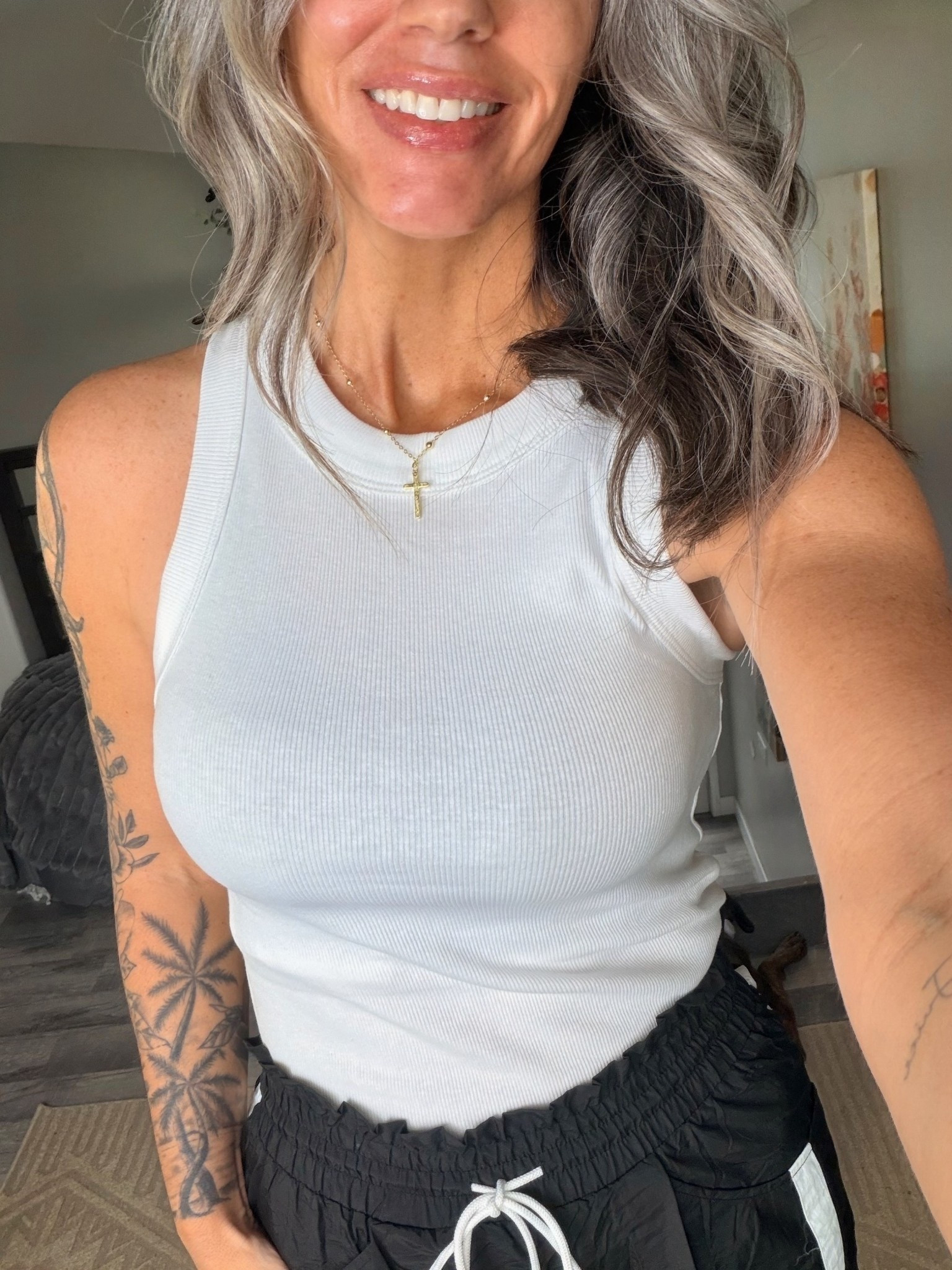 Love this ribbed high neck tank from @oldnavy! Wearing size small  

#LTKMothersDay #LTKOver40 #LTKFestival