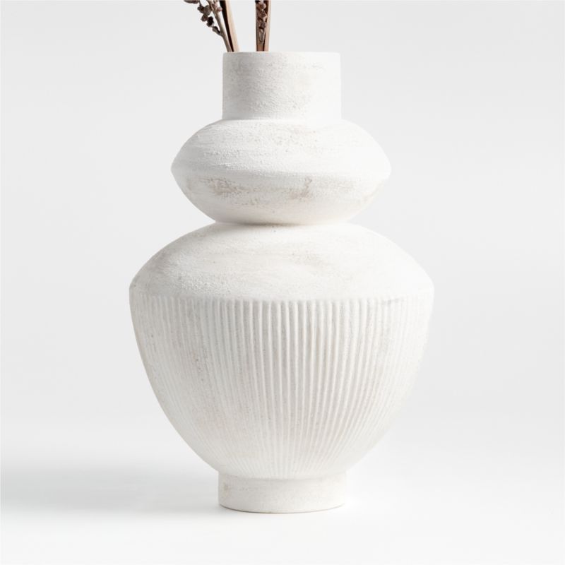 Les Crêtes White Textured Vase 18" Crate&Barrel Finds Crate&Barrel Deals Crate&Barrel Sales | Crate & Barrel