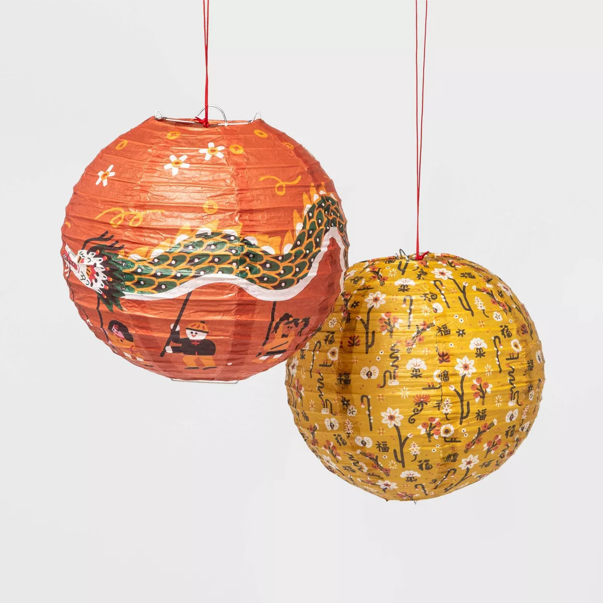 2pk Lunar New Year Round Hanging Paper Lantern | Target
