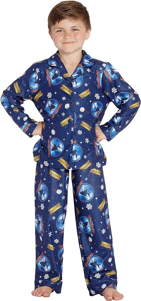 The Polar Express Kids Believe Button-Front Coat Shirt And Pants Pajama Set | Amazon (US)