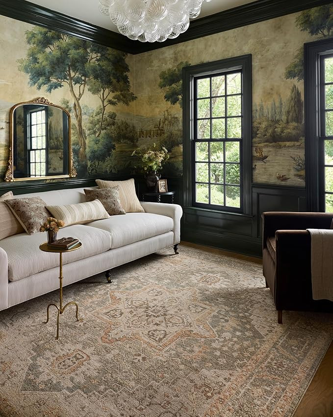 Loloi Chris Loves Julia Palma Collection PLM-08 Olive/Spice 5'-3" x 7'-6" Fringe Area Rug Vintage... | Amazon (US)