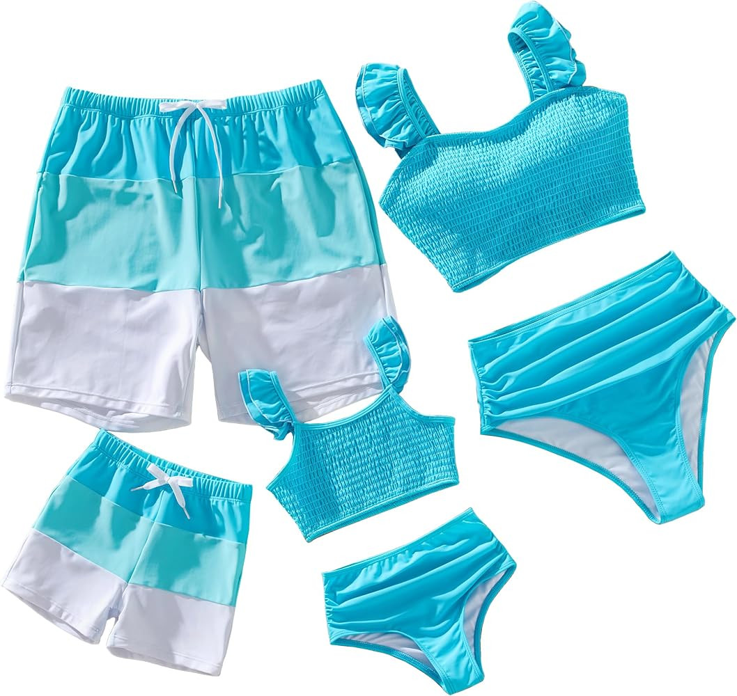 IFFEI Mommy and Me Family Matching Swimsuits Womens Bathing Suit Two Piece Bikini Sets | Amazon (US)