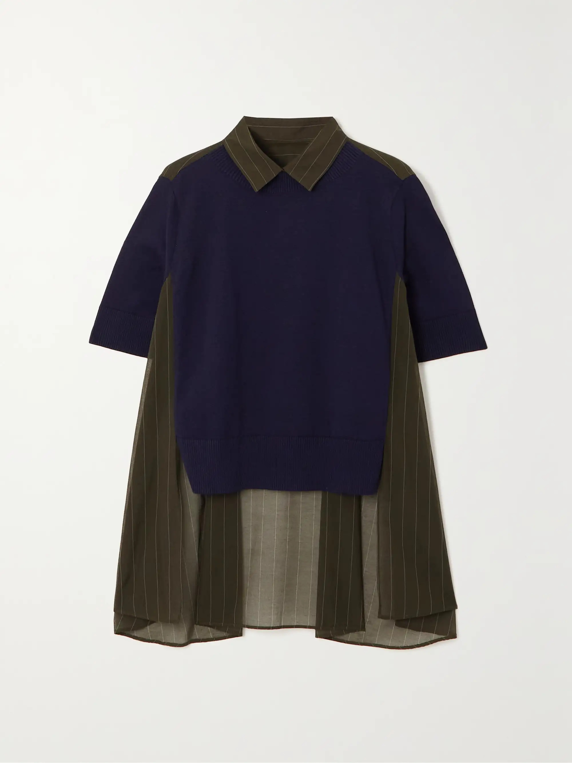 Paneled cape-effect cotton and cotton-blend poplin polo top | NET-A-PORTER (US)
