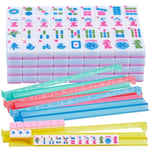 YANMEIYA Pink American Mahjong Tile Set 166 Mahjong Tile Set 1.2-inch American Mahjong Set with 4PCS Mahjong Racks with Pushers | Amazon (US)
