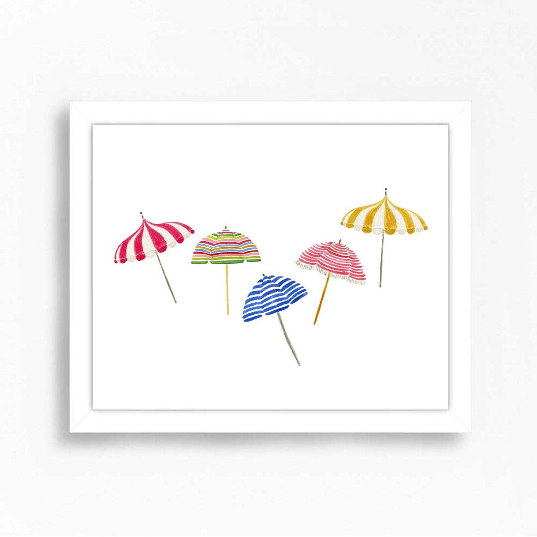 Beach Umbrella Print, Beach Umbrella Art, Beach Decor, Beach Print, Beach Wall Art, Coastal Wall ... | Etsy (US)