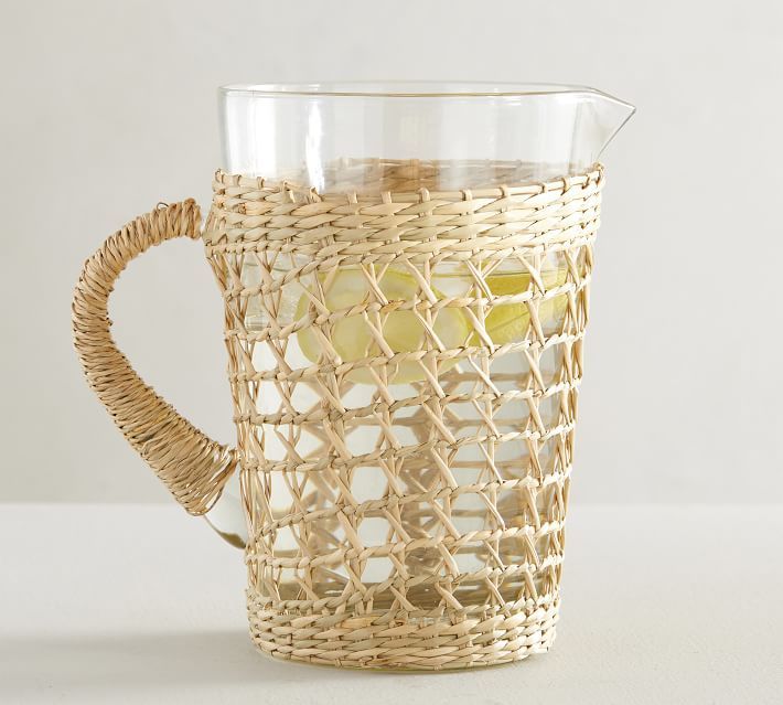 Cane Recycled Glass Pitcher | Pottery Barn (US)