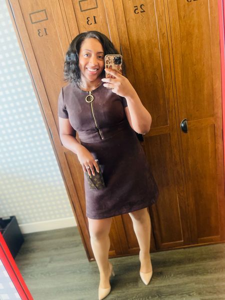 Love this velvet dress! So flattering and comfortable. It’s sold out in the brown but available in a pretty green! 

#LTKworkwear #LTKstyletip #LTKHoliday