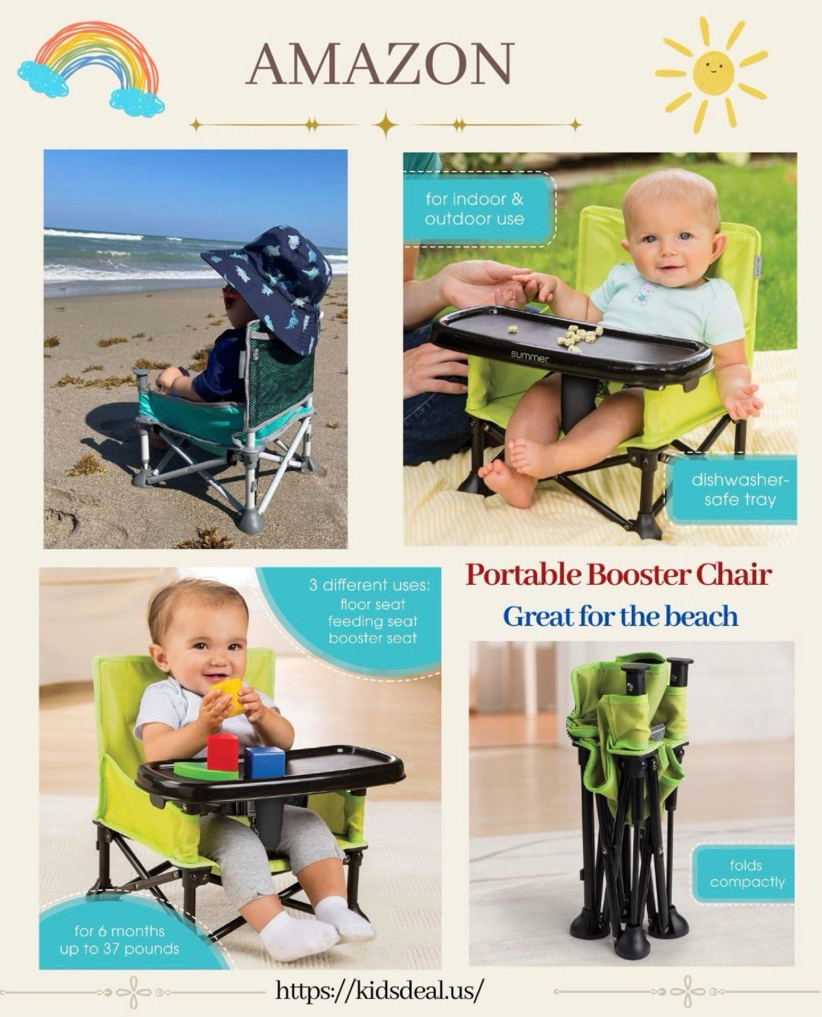 Lightweight & portable  chair! Perfect for beach days, camping, or meals at home. Easy to use—just unfold! For kids 6 months to 4 years (up to 37 lbs). 

#PortableHighChair #amazon #BabyEssentials #OnTheGo  

#LTKFamily 

#LTKmomlife #LTKTravel #LTKBaby