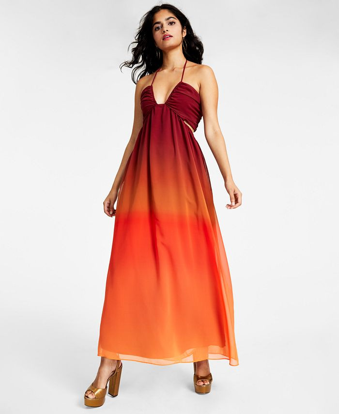 Bar III Women's Ombré Cutout Halter Maxi Dress, Created for Macy's & Reviews - Dresses - Women -... | Macys (US)