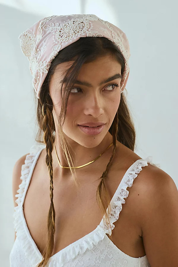 Betty Floral Crochet Headscarf in Pink, Women's at Urban Outfitters | Urban Outfitters (US and RoW)
