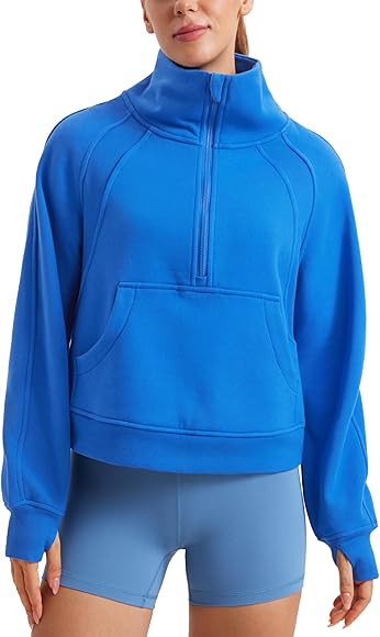 CRZ YOGA Womens Fleece Lined Half Zipper Sweatshirts Funnel Neck Long Sleeve Oversized Pullover H... | Amazon (US)