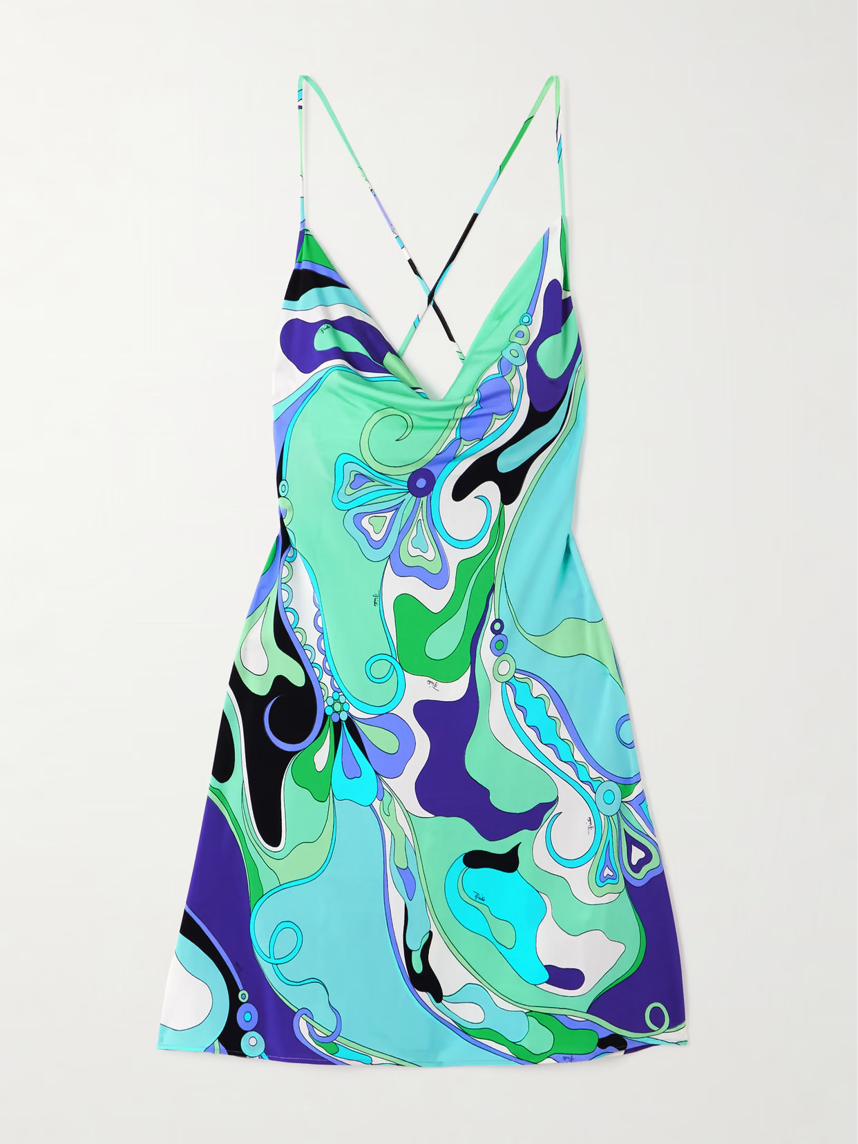 PUCCI - Draped Printed Stretch-jersey Mini Dress - Blue | NET-A-PORTER (US)