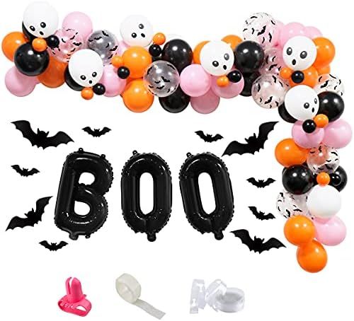 100Pcs Halloween Balloon Arch Garland Kit,Pink Black Orange Halloween Balloons Arch with BOO Foil... | Amazon (US)