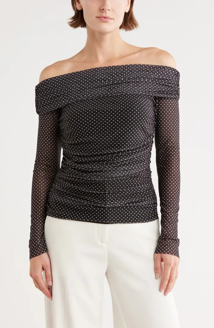 Leith Off the Shoulder Mesh Knit Top | Nordstromrack | Nordstrom Rack