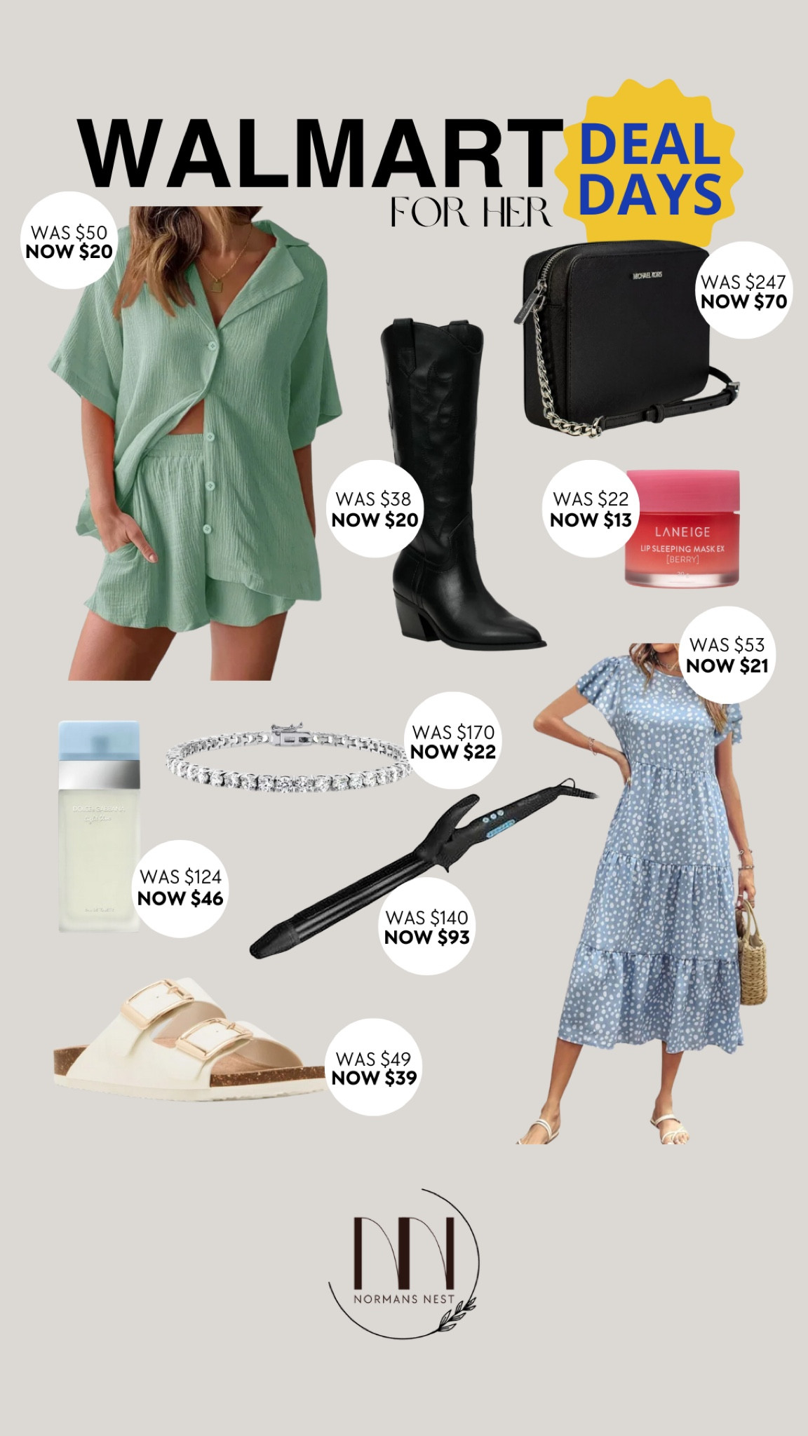Walmart deals for her!

Michael Kors purse
Matching set
Cowbiy boots
Midi dress
Laneige lip mask
Bio ionic long barrel curling iron
Tennis bracelet
Perfume
Slides


#LTKItBag #LTKSummerSales #LTKBeauty