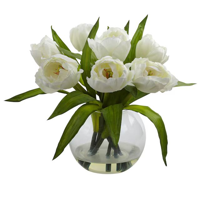 Nearly Natural 11-in White Indoor Tulips Artificial Flower | Lowe's