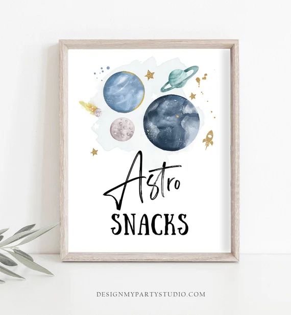 Astro Snacks Space Party Sign Outer Space Birthday Sign Galaxy Party Decor Dessert Table Boy Snac... | Etsy (US)