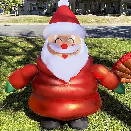 GOOSH 5 FT Height Christmas Inflatable Outdoor Smiley Santa Claus Wearing Coat, Blow Up Yard Deco... | Amazon (US)