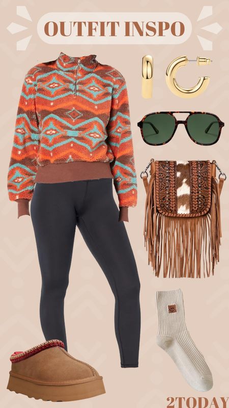 Casual Comfy Cool Girl Outfit Inspiration / OOTD INSPO

Rock & Roll Denim Sherpa half zip
Zhoba leggings
Platform slippers
Sojos Sunglasses
Pavoi earrings 
Fringe leather crossbody bag
Smiley face crew socks

#LTKstyletip