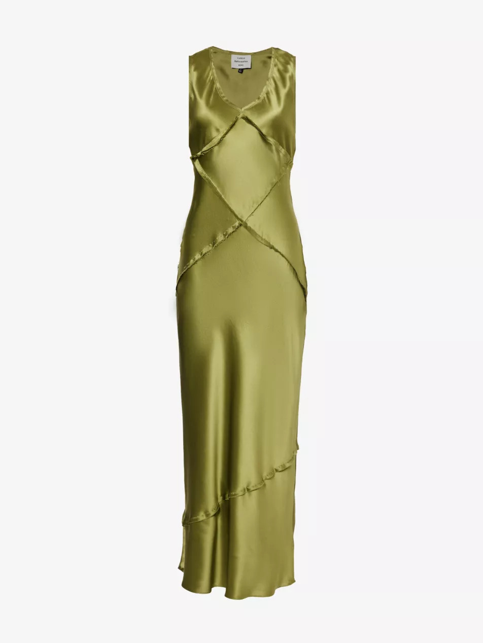 Reformation x Camille Rowe Taylor V-neck silk maxi dress | Selfridges