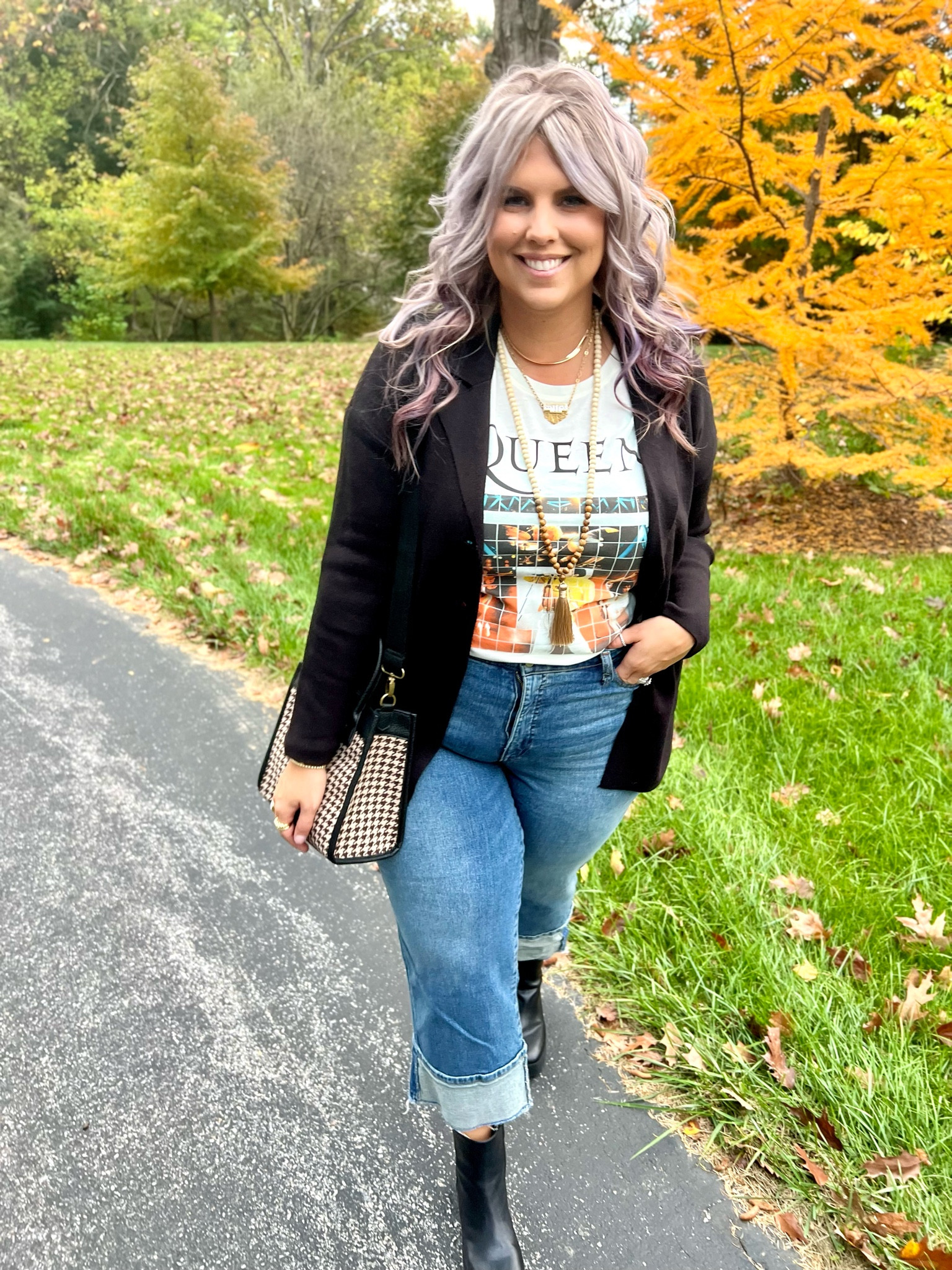 ✨SIZING•PRODUCT INFO✨
⏺ Black Sweater Blazer - M - sized down for a more fitted look - Walmart
⏺ Houndstooth CrossbodyBag - Walmart
⏺ Black Long Winter Coat - Large - Runs a little big - Walmart 
⏺ Black Chunky Square-Round Toe Lug Boots - TTS - Walmart 
⏺ Graphic Tee •• linked similar 
⏺ Cuffed Jeans •• linked similar 

👋🏼 Thanks for stopping by!

📍Find me on Instagram••YouTube••TikTok ••Pinterest ||Jen the Realfluencer|| for style, fashion, beauty and…confidence!

🛍 🛒 HAPPY SHOPPING! 🤩

#walmart #walmartfinds #walmartfind #founditatwalmart #walmart style #walmartfashion #walmartoutfit #walmartlook  #blazer #blazerstyle #blazerfashion #blazerlook #blazeroutfit #blazeroutfitinspo #blazeroutfitinspiration #black #blacklook #blackoutfit #outfitwithblack #lookswithblack #blackoutfitinspo #blackoutfitinspiration #looksfeaturingblack #graphic #tee #graphictee #graphicteeoutfit #tshirt #graphictshirt #t-shirt #band #bandtee #graphicteelook #graphicteestyle #graphicteefashion #graphicteeoutfitinspo #graphicteeoutfitinspiration #denimoutfit #jeansoutfit #denimstyle #jeansstyle #denim #jeans #style #inspo #fashion #jeansfashion #denimfashion #jeanslook #denimlook #jeans #outfit #idea #jeansoutfitidea #jeansoutfit #denimoutfitidea #denimoutfit #jeansinspo #deniminspo #jeansinspiration #deniminspiration  #casual #casualoutfit #casualfashion #casualstyle #casuallook #weekend #weekendoutfit #weekendoutfitidea #weekendfashion #weekendstyle #weekendlook 
#under10 #under20 #under30 #under40 #under50 #under60 #under75 #under100
#affordable #budget #inexpensive #size14 #size16 #size12 #medium #large #extralarge #xl #curvy #midsize #blogger #vlogger
budget fashion, affordable fashion, budget style, affordable style, curvy style, curvy fashion, midsize style, midsize fashion


#LTKfindsunder50 #LTKmidsize #LTKstyletip