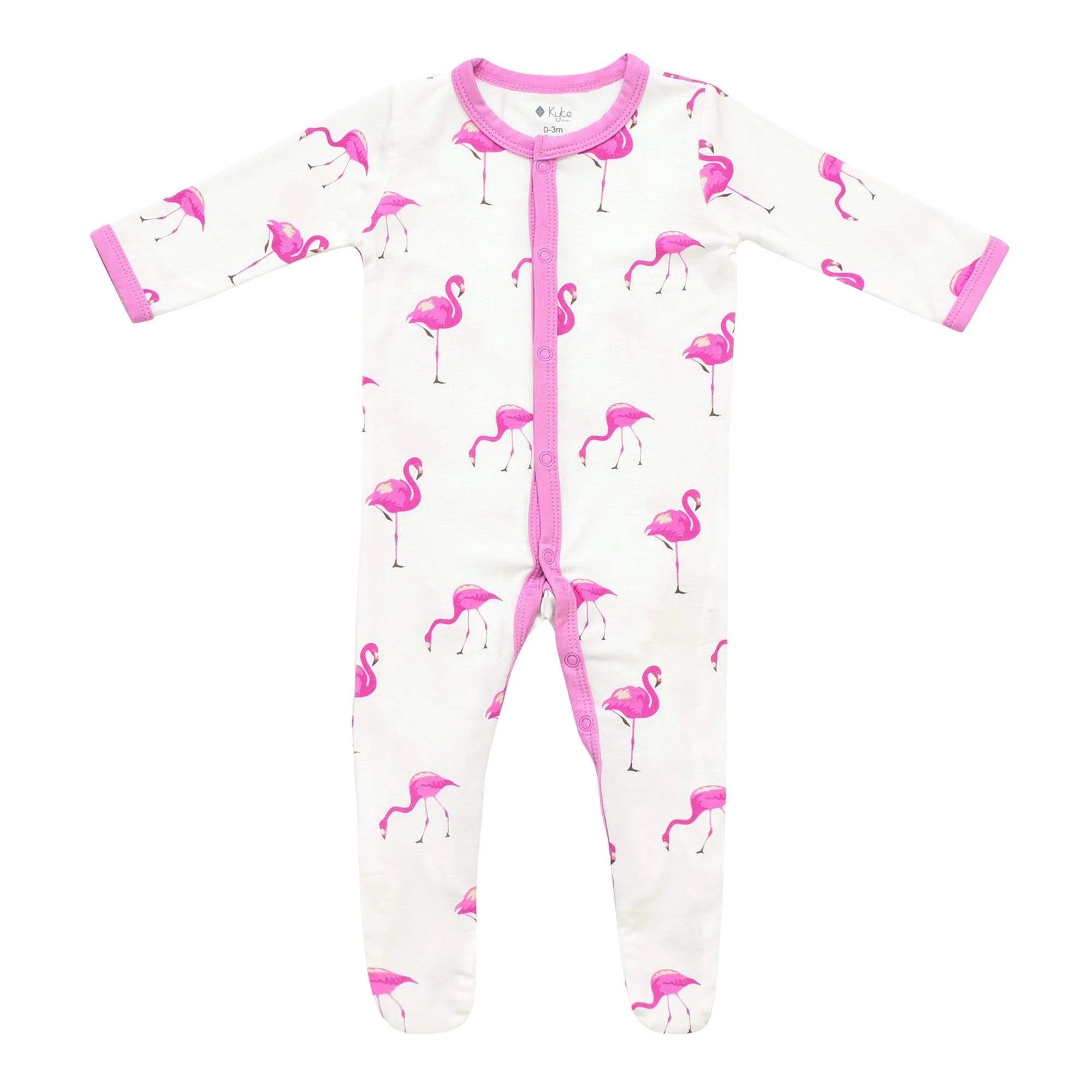 Printed Footie in Flamingo | Kyte BABY