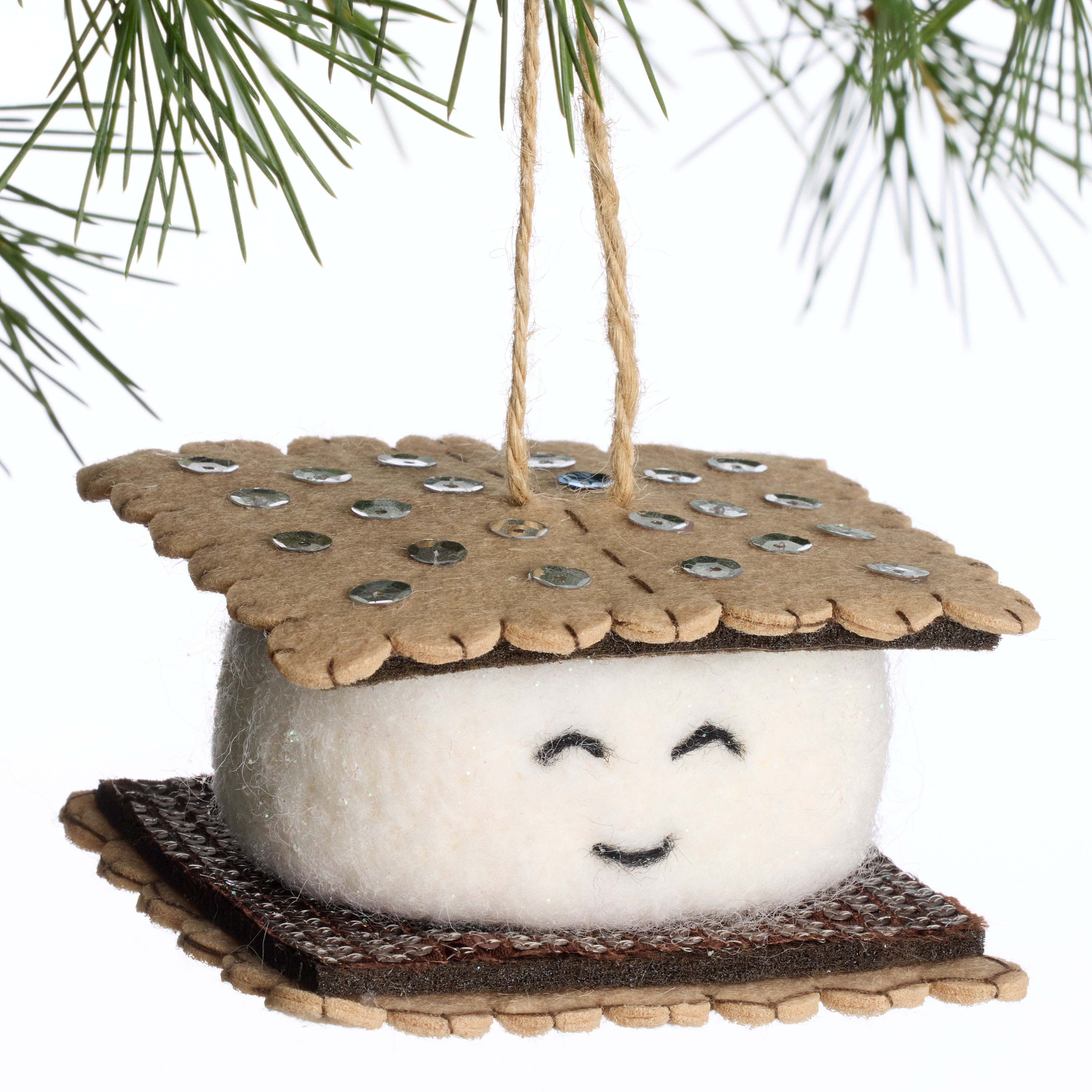 Sequined Wool Smiling S'more Ornament | World Market