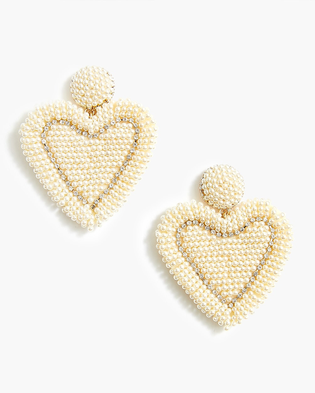 Beaded heart statement earrings | J.Crew Factory