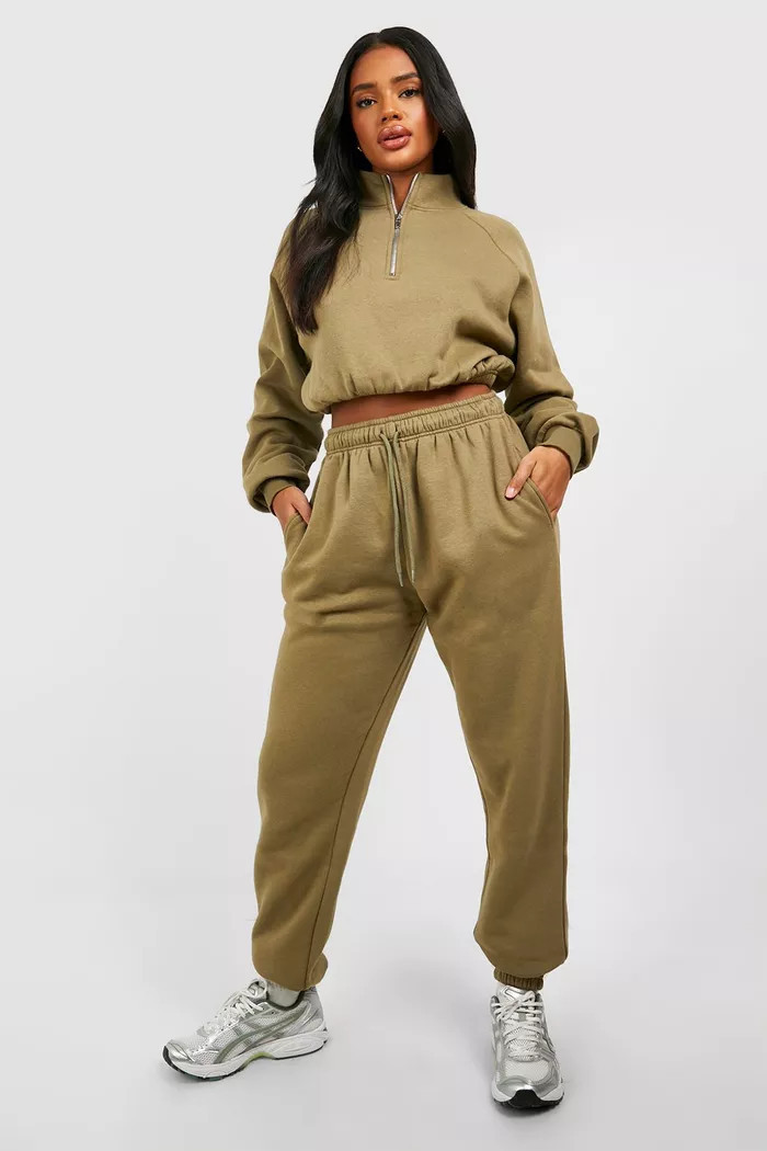 Half Zip Boxy Sweatshirt And Jogger Tracksuit | boohoo (US & Canada)