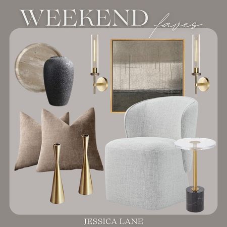 My favorite home finds of the weekend. Amazon home, home decor, Modern Organic home inspo, decorative objects, upholstered dining chair, throw pillows, side table, neutral wall art, gold wall sconces

#LTKStyleTip #LTKHome
