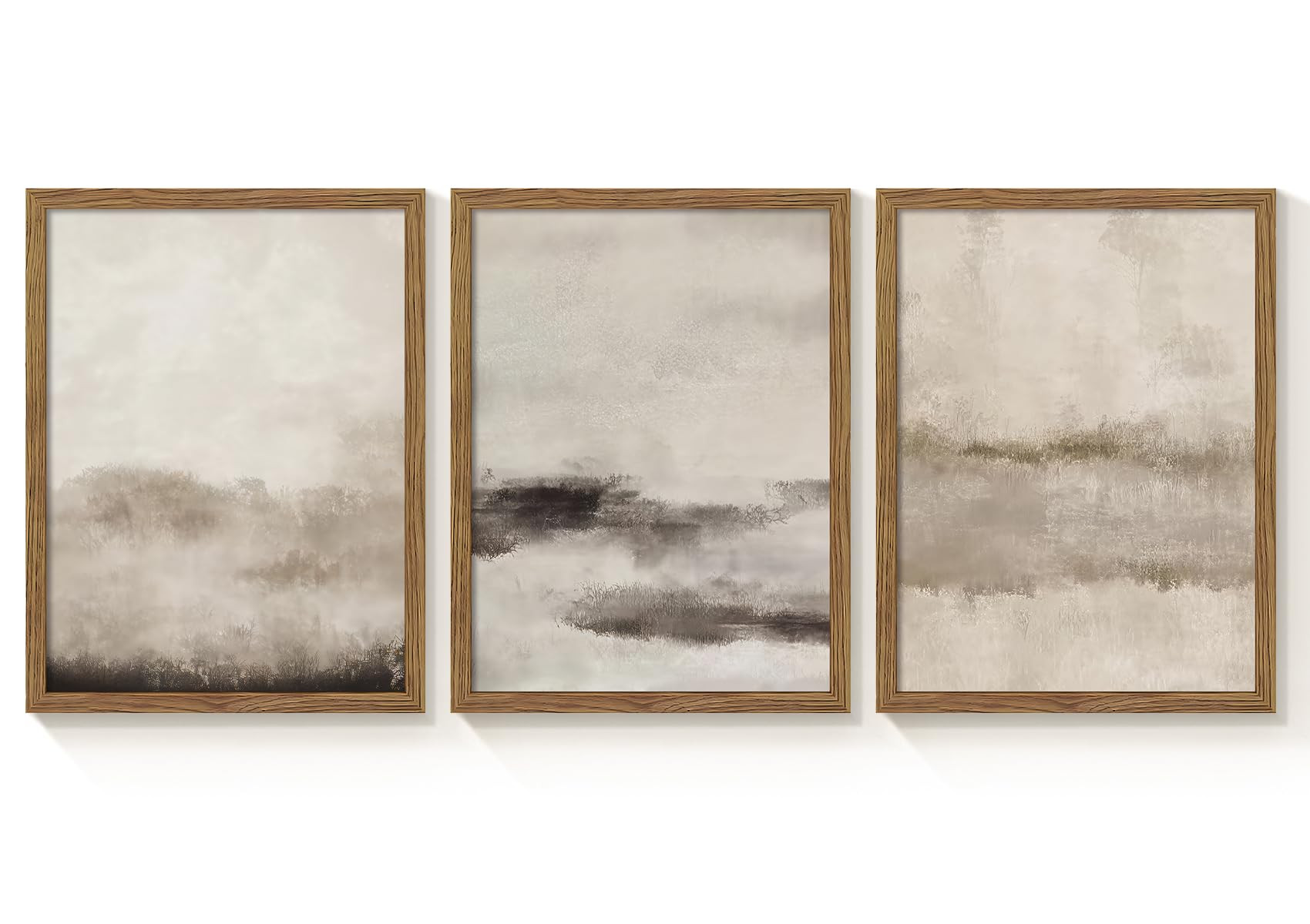 3 Piece Large Abstract Framed Wall Art, Neutral Beige Modern Art Wall Decor, Contemporary Minimal... | Amazon (US)