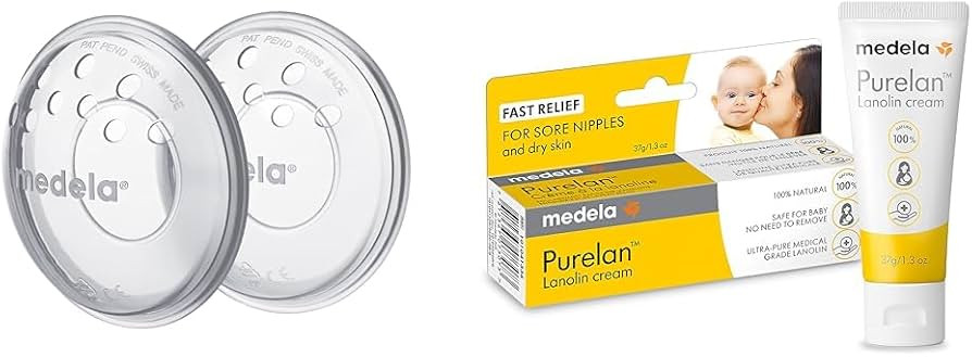 Medela SoftShells for Sore Nipples and Purelan 100% Natural Lanolin Nipple Cream Breastfeeding Es... | Amazon (US)