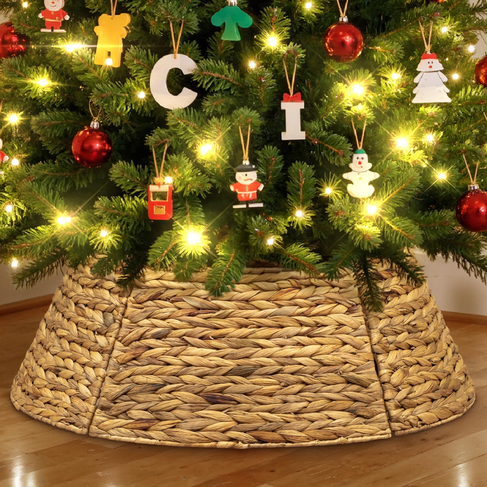 Lanpn Natural Rattan Christmas Tree Collar 71cm, Decorative Wicker Woven Tree Skirt Ring Stand Ba... | Amazon (CA)