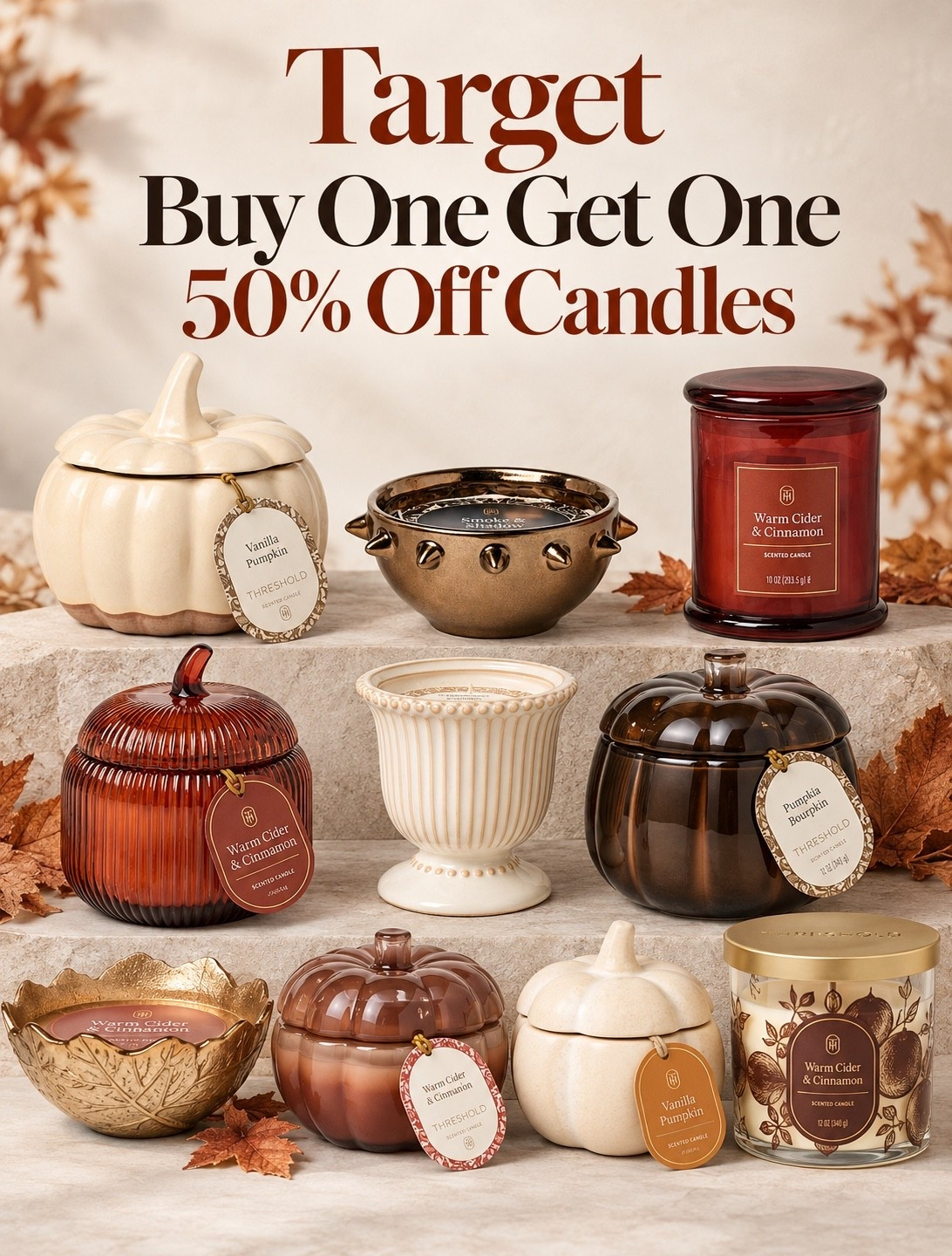 Target sale! Buy one get one 50% off select candles! One day left!