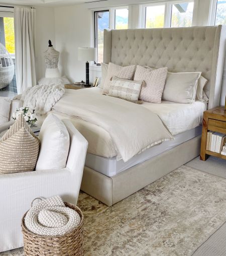 HOME \ new neutral bedding from Walmart! 

Bedroom
Bed
Accent chairs 
Pillows 
Rug 

#LTKfindsunder50 #LTKhome