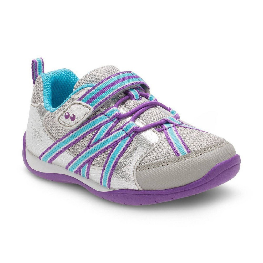 Toddler Girls' Surprize by Stride Rite Shea Bungee Sneakers - Silver/Blue 6, Girl's, Blue Silver | Target