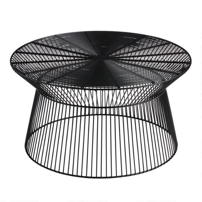 Round Black Metal Zeke Outdoor Coffee Table | World Market