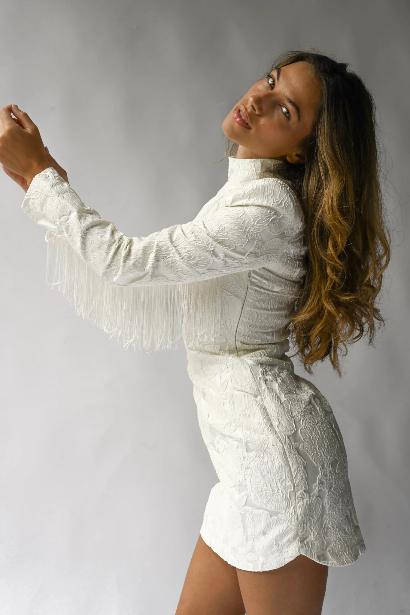 Sterling Fringe Dress — Ivory | Yellow The Label