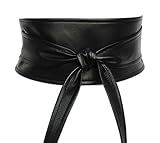 Black Obi belt Real Leather wrap belt Wedding Women's belt Waist cincher belt | Amazon (US)