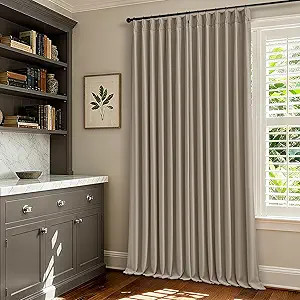 TWODRAPES Dark Flax Pleated Blackout Burlap 126 Inch Long Curtains Neutral Pinch Pleated Light Ta... | Amazon (US)