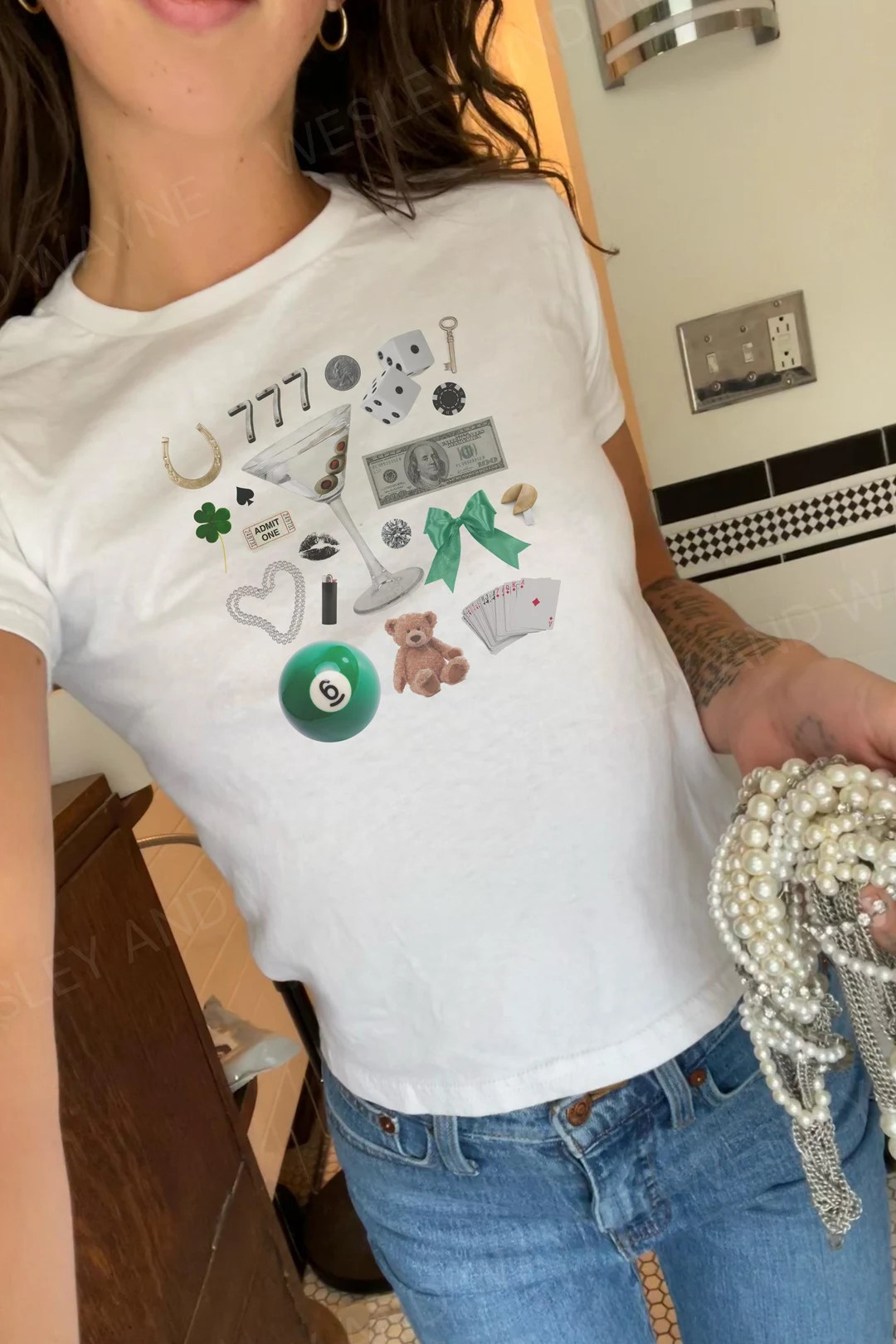 St Patricks Day Baby Tee, Y2K Baby Tee, Coquette Shirt, Lucky Shirt, 90s Baby Tee, Downtown Girl,... | Etsy (US)