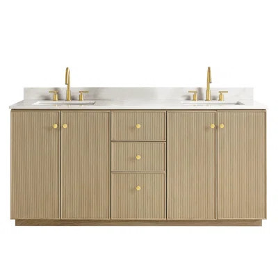 Rally 72'' Free Standing Double Bathroom Vanity with Calacatta Quartz Top | Wayfair North America