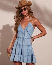 Leelah Tiered Halter Neck Mini Dress | VICI