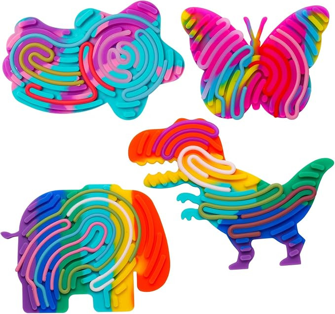 4 Pack Sensory Activity Board Toys Set, Silicone Fidget Toys Adults Toddler, Bulk Party Favors Se... | Amazon (US)
