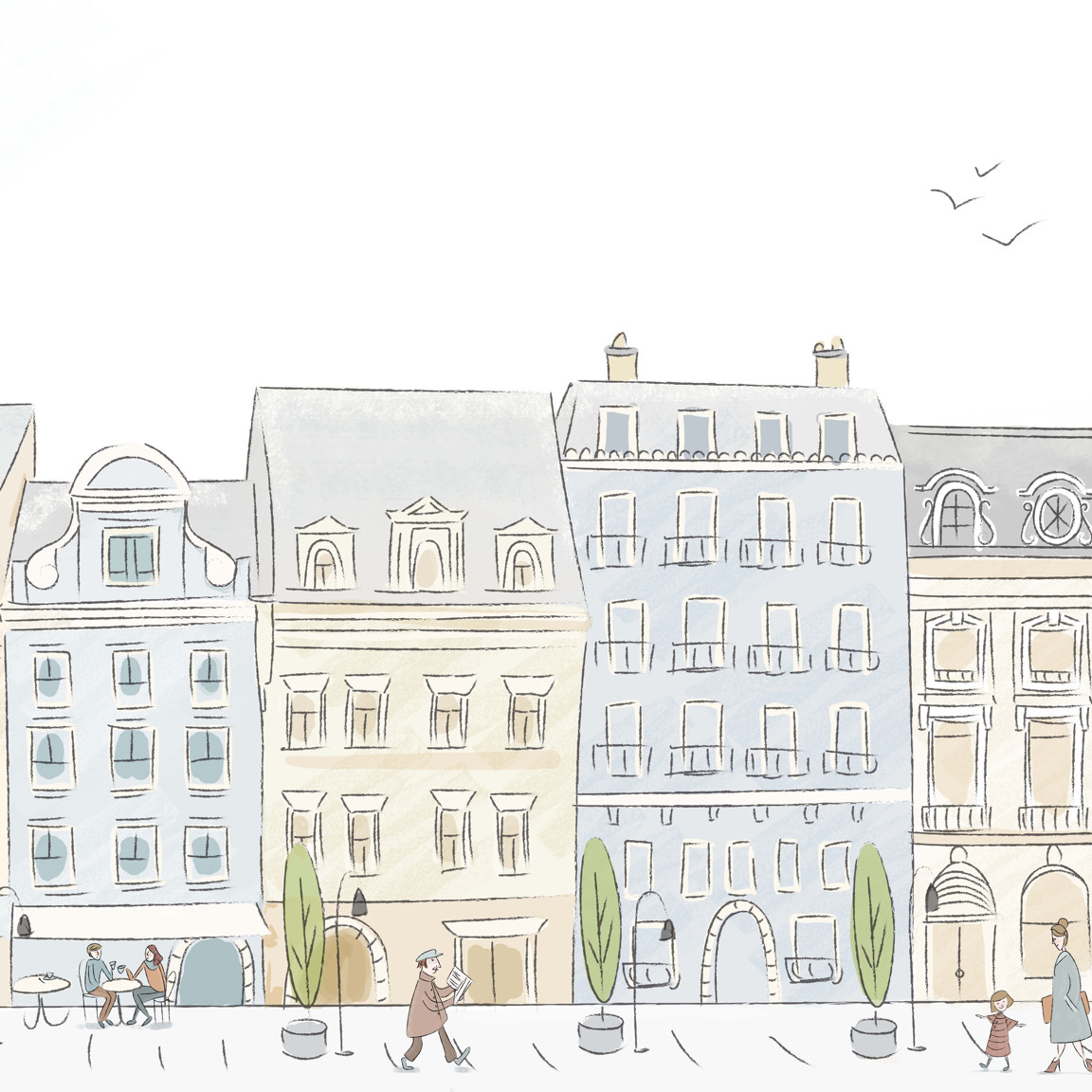 Anewall Parisian Street Modern Classic Madeline Inspired Removable Wallpaper | Kathy Kuo Home