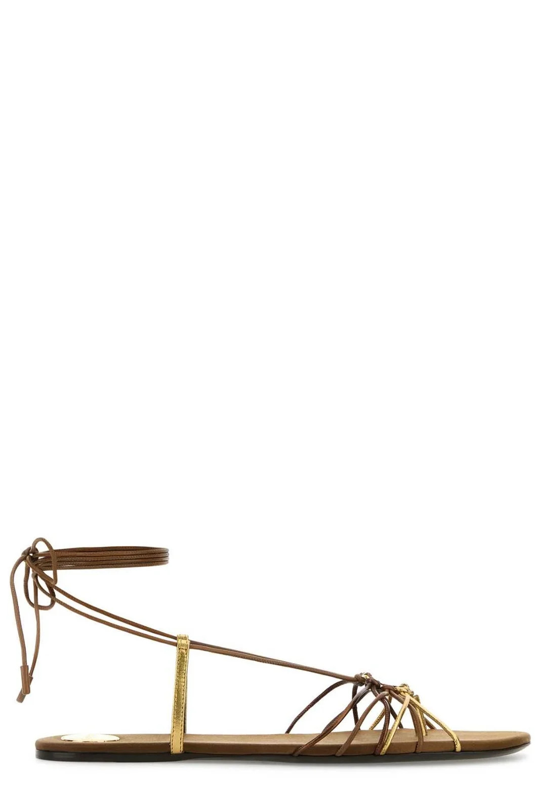 Saint Laurent Babylone Logo Plaque Flat Sandals | Cettire Global