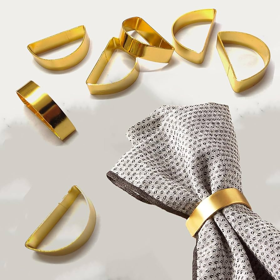 8 Pcs Gold Napkin Rings-Stainless Steel Napkin Rings,Metal Napkin Ring for Table Settings Wedding... | Amazon (US)