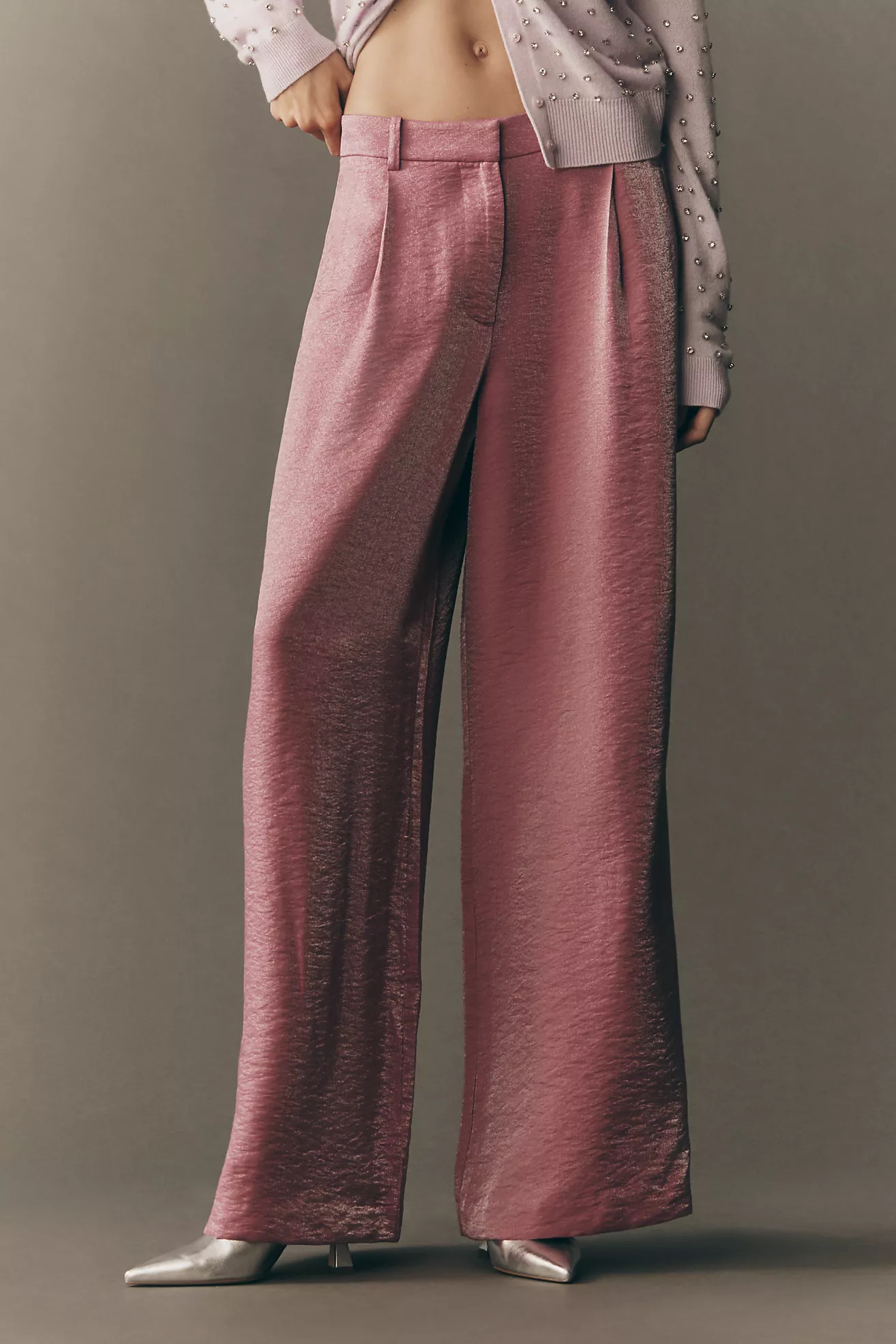 Maeve Shimmered Wide-Leg Trousers | Anthropologie (US)