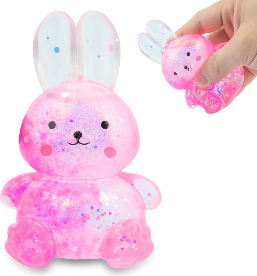 Squishy Stress Glitter Rabbit Toy for Kids Adults, Sugar Balls - Syrup Molasses Thick Glue/Gel St... | Amazon (US)