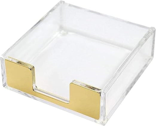 MultiBey Clear Gold Acrylic Sticky Note Pad Holder for Desk, Memo Holder Paper Dispenser, Desktop... | Amazon (US)